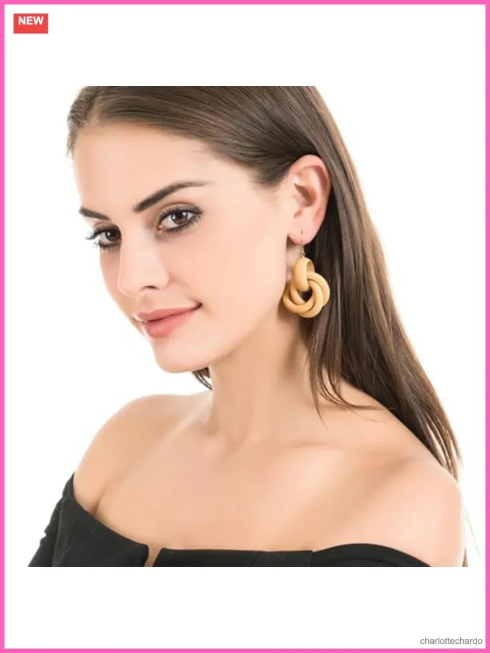 Wood Twist Spiral Round Dangle Drop Earrings Statement Party Jewelry
